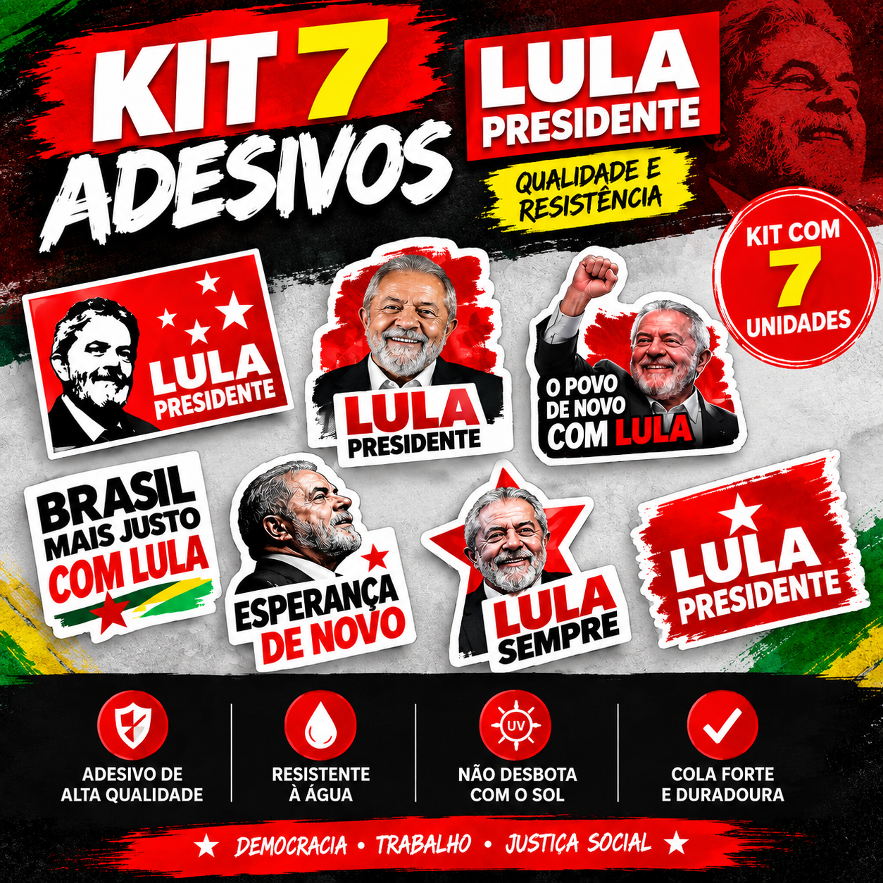 Kit 7 Adesivos — Lula